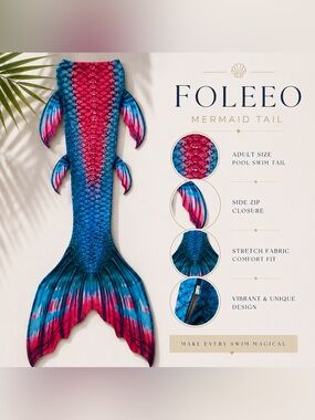 Foloeo Vibrant Mermaid Tail Swimsuit - Teal & Pink